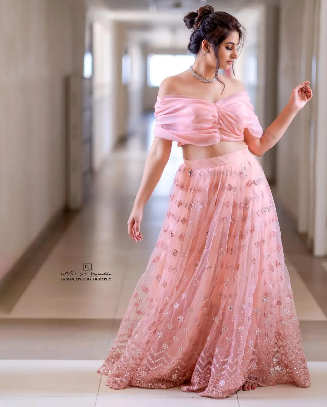 Varshini Sounderajan Wearing Pink Lehenga Choli